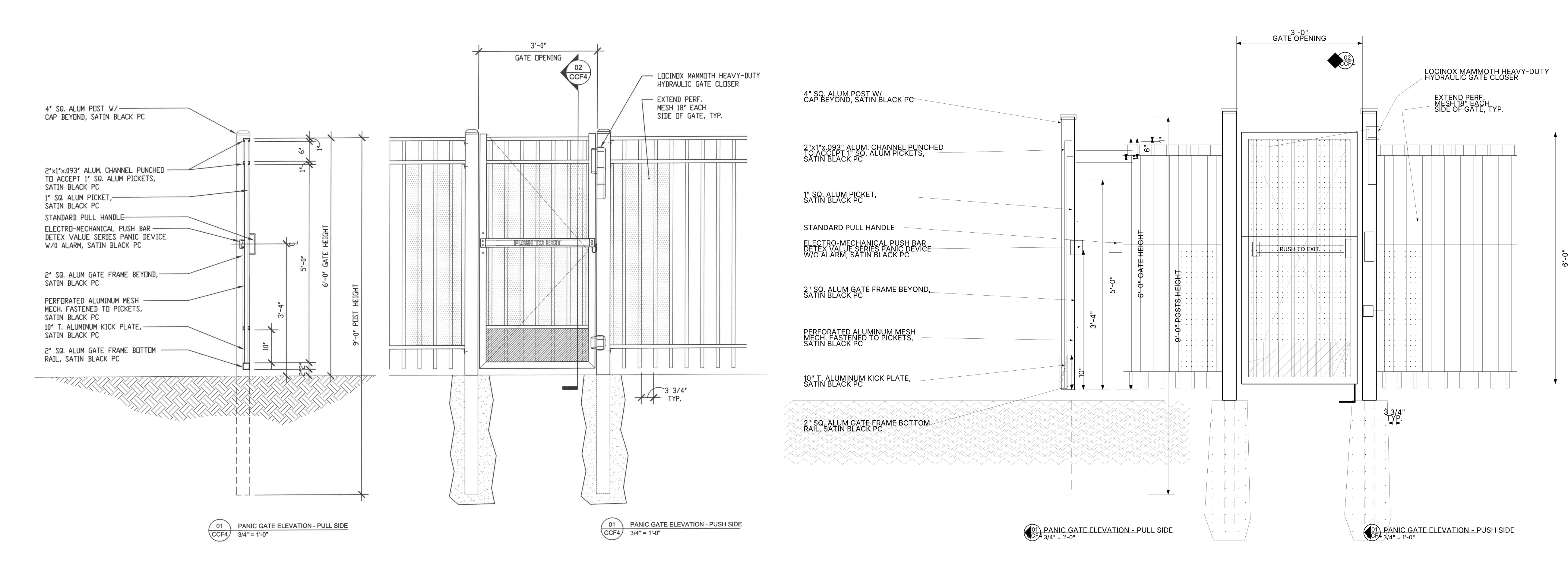 the reference panic gate detail on the left, the version forgecad and codex drew on the right